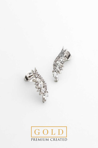 Beyaz Altın Sertifikalı Premium Created Taşlı Melek Kanadı Küpe Ww06610200199