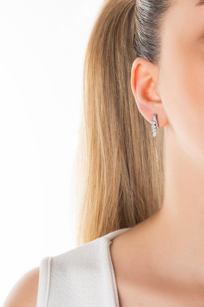 Beyaz Altın Sertifikalı Premium Created Taşlı Melek Kanadı Küpe Ww06610200199