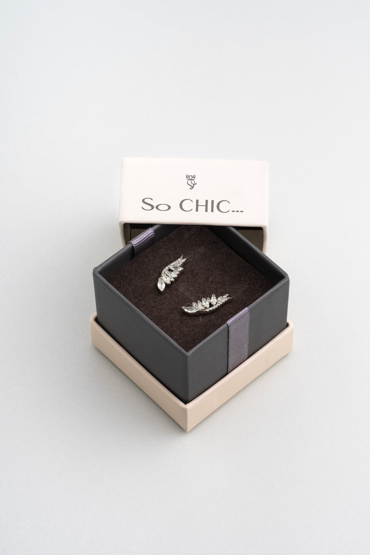 Beyaz Altın Sertifikalı Premium Created Taşlı Melek Kanadı Küpe Ww06610200199