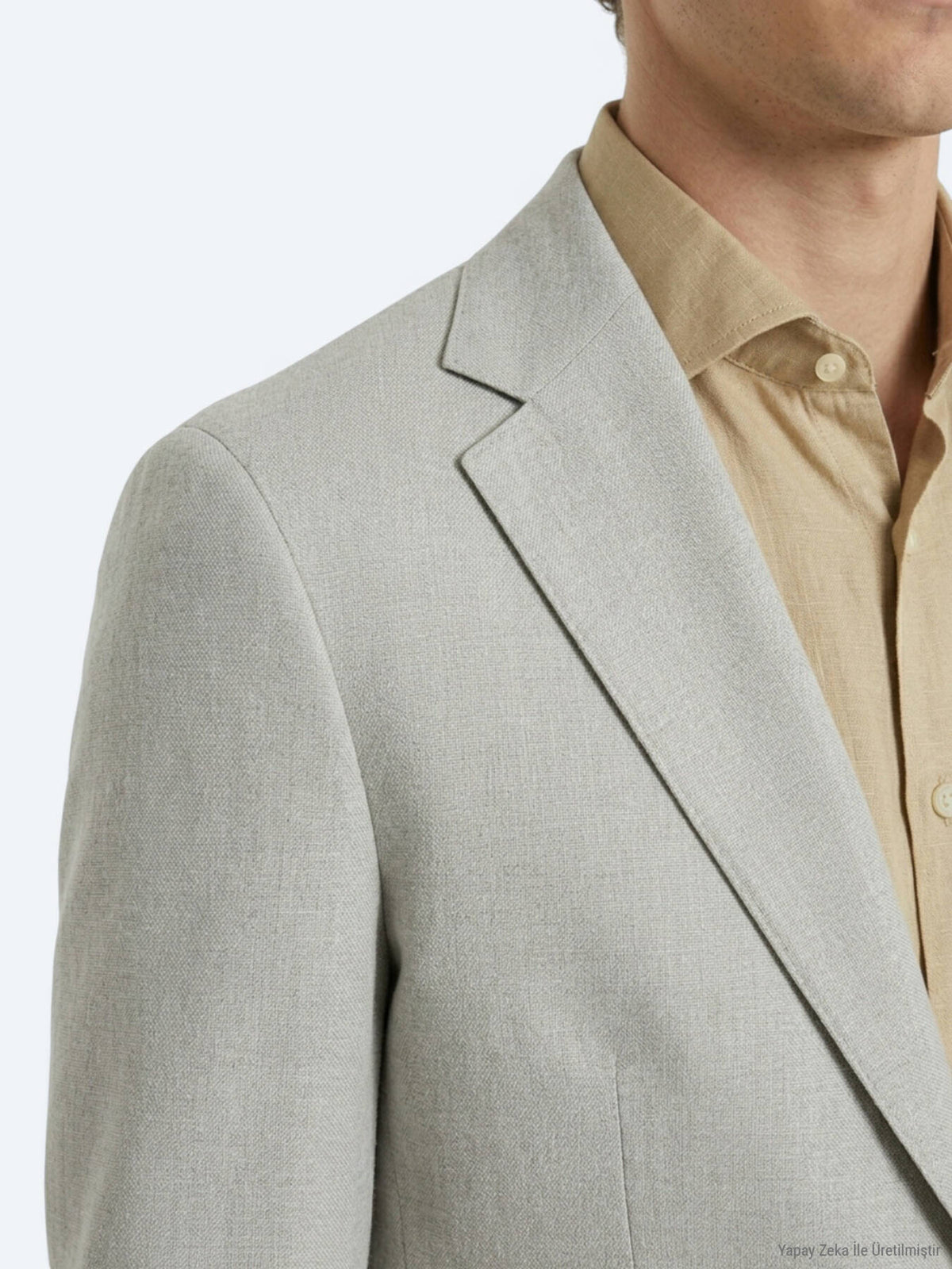 Yağ Yeşili Modern Fit Pamuk Karışımlı Örme Ceket