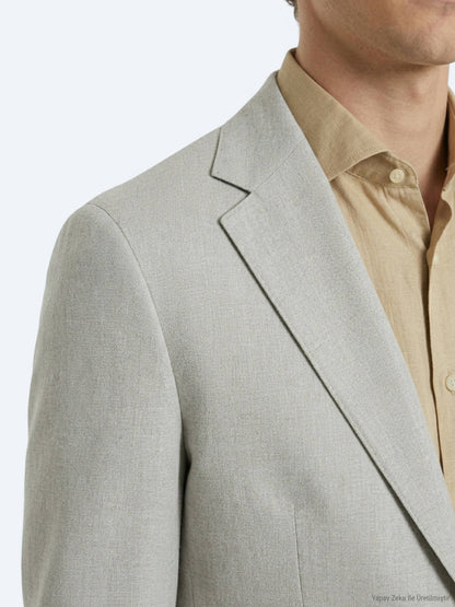 Yağ Yeşili Modern Fit Pamuk Karışımlı Örme Ceket