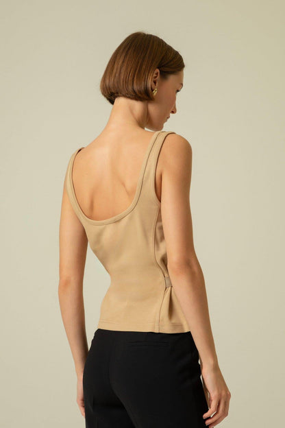Yanları Tokalı Camel Askılı Top