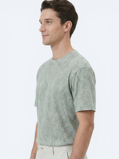 Yeşil Baskılı Pamuk Karışımlı T-shirt