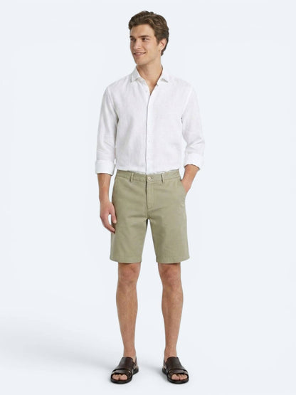 Yeşil Düz Kumaş Jogging Fit Casual Bermuda