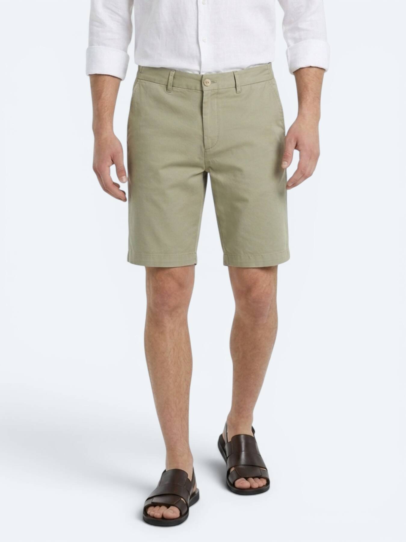 Yeşil Düz Kumaş Jogging Fit Casual Bermuda