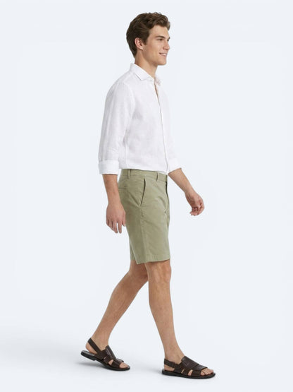 Yeşil Düz Kumaş Jogging Fit Casual Bermuda
