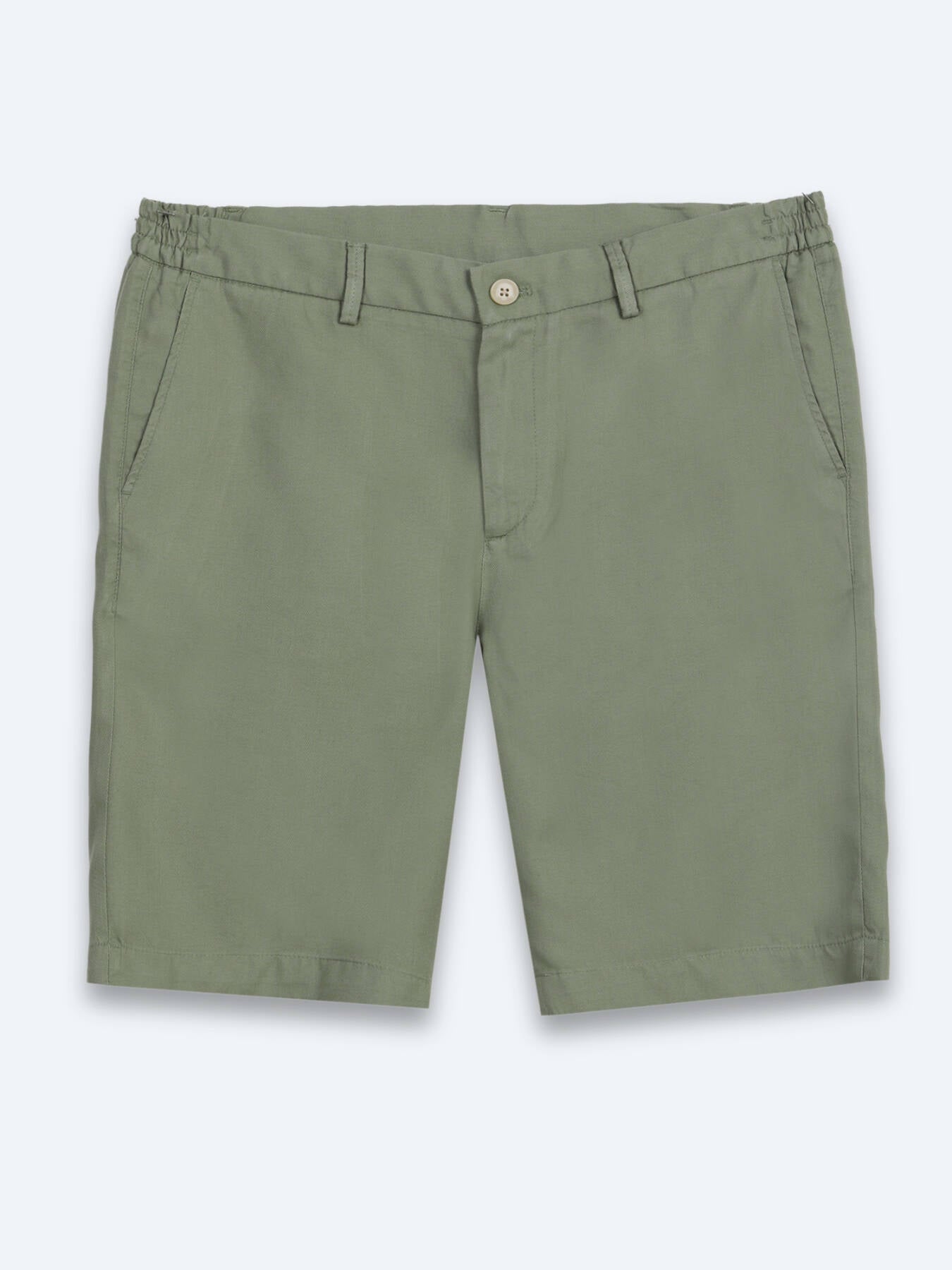 Yeşil Düz Kumaş Jogging Fit Casual Bermuda