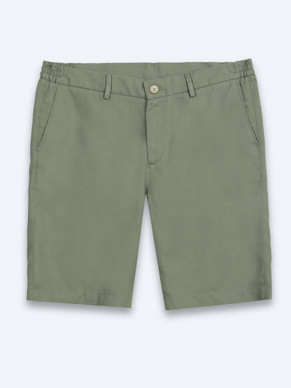 Yeşil Düz Kumaş Jogging Fit Casual Bermuda