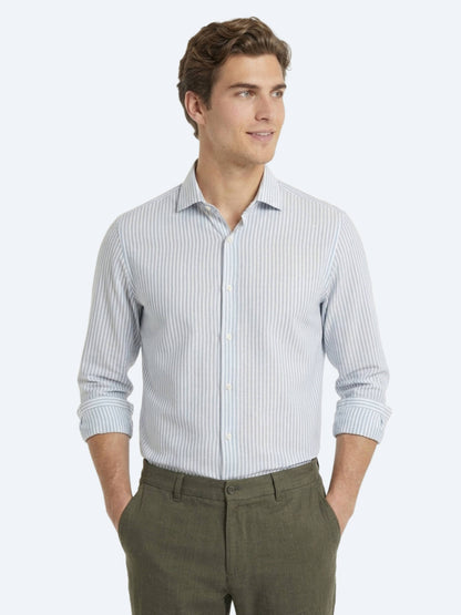Yeşil Düz Regular Fit Uzun Dokuma Casual Pamuk Karışımlı Gömlek