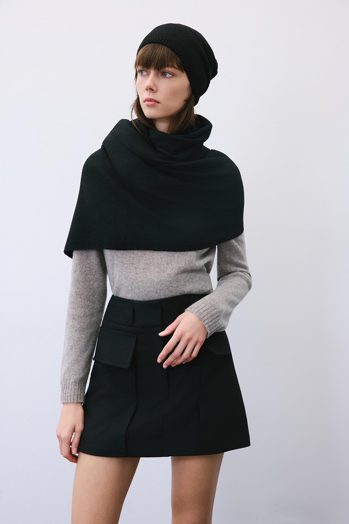 Yumuşak Siyah Atkı Bere Takımı