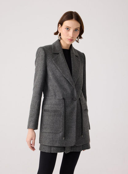 Yün Dokulu Cep Detaylı Antrasit Ceket