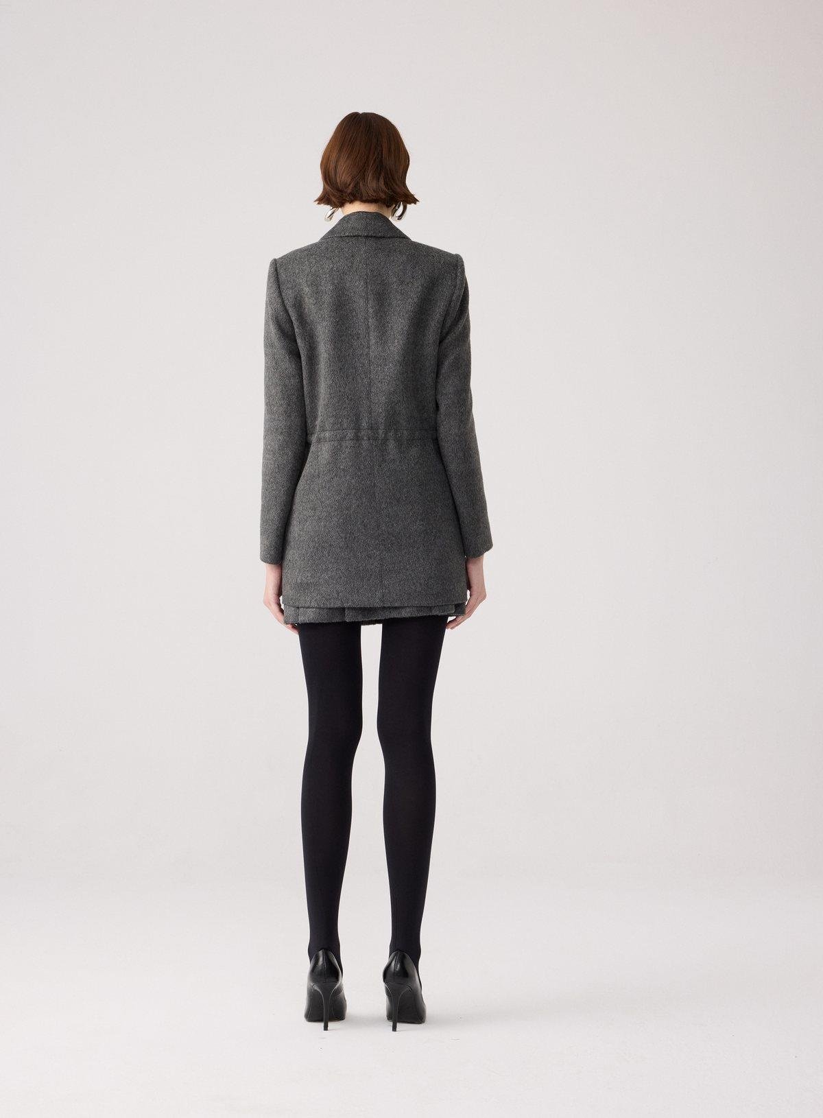 Yün Dokulu Cep Detaylı Antrasit Ceket
