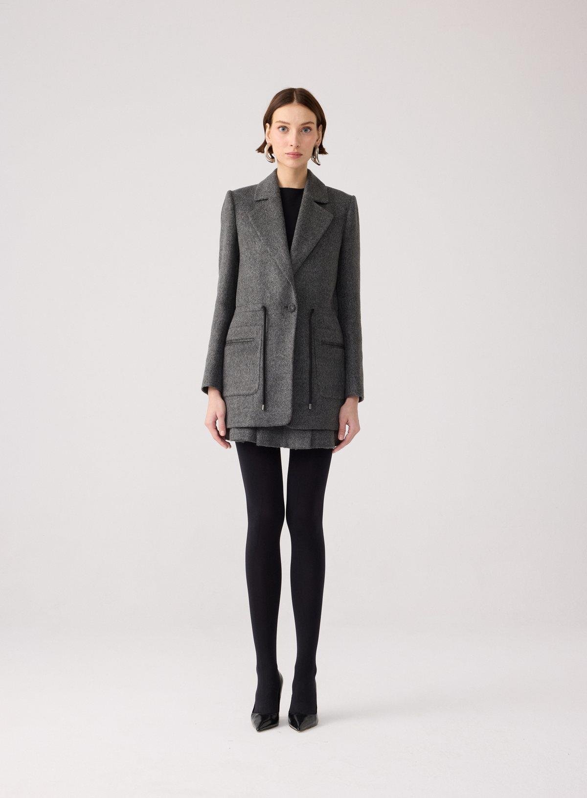 Yün Dokulu Cep Detaylı Antrasit Ceket