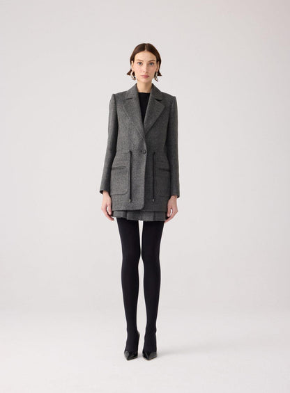 Yün Dokulu Cep Detaylı Antrasit Ceket