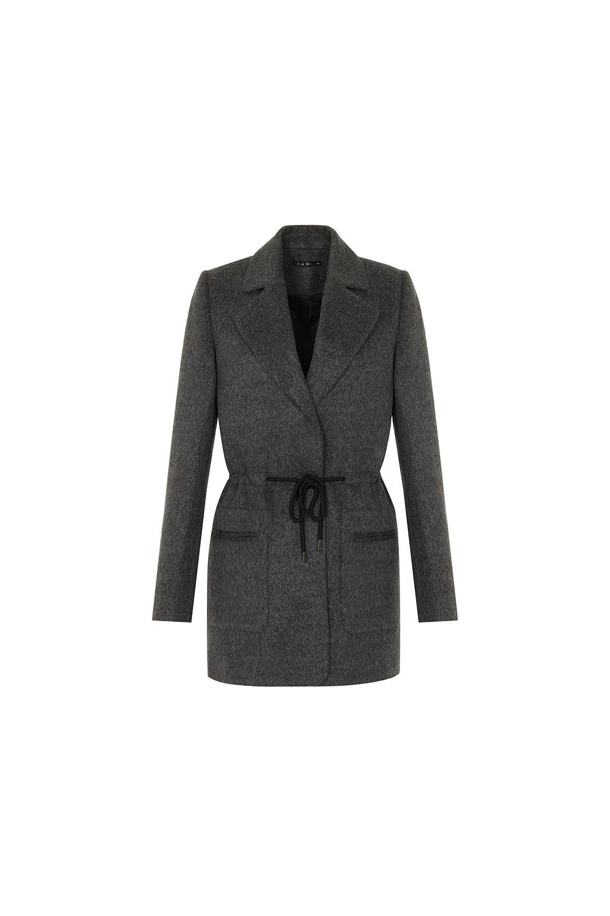 Yün Dokulu Cep Detaylı Antrasit Ceket