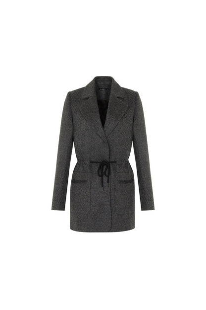 Yün Dokulu Cep Detaylı Antrasit Ceket