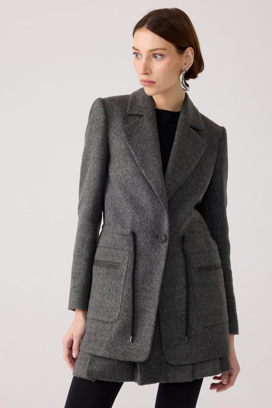 Yün Dokulu Cep Detaylı Antrasit Ceket