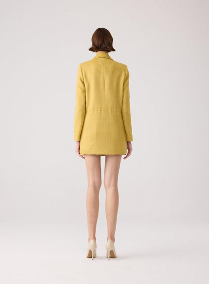 Yün Dokulu Cep Detaylı Haki Ceket