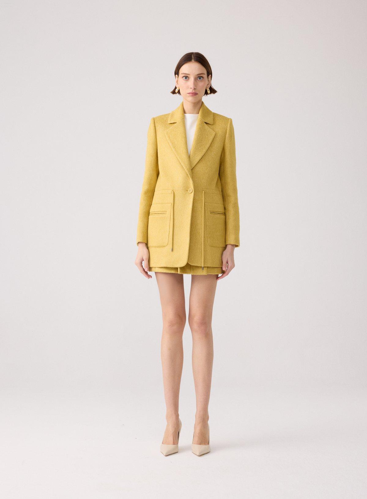 Yün Dokulu Cep Detaylı Haki Ceket