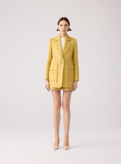 Yün Dokulu Cep Detaylı Haki Ceket