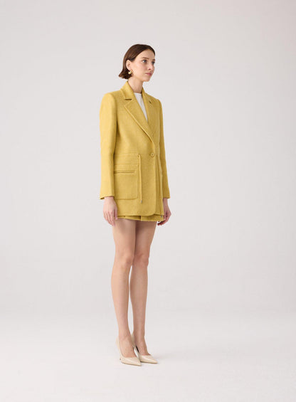 Yün Dokulu Cep Detaylı Haki Ceket