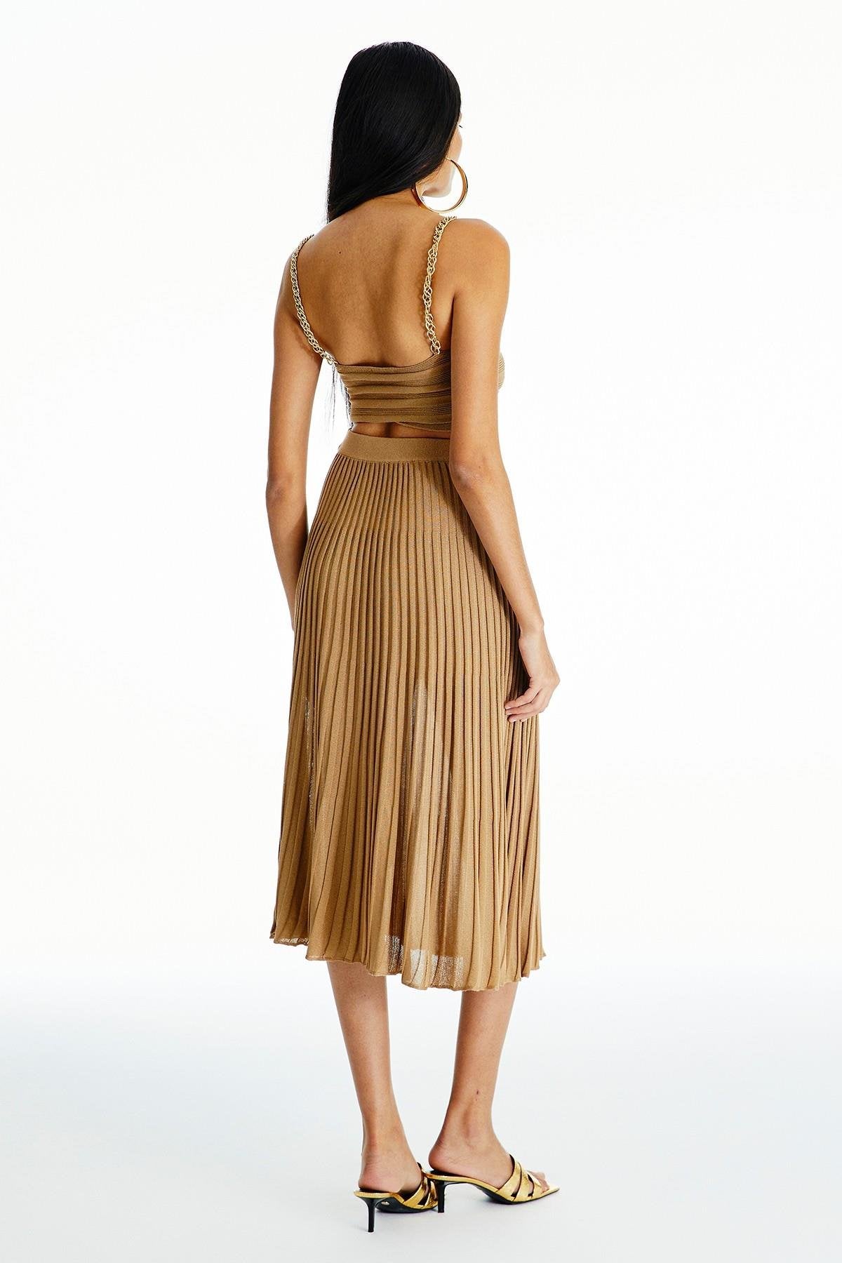 Zincir Askılı Camel Triko Top