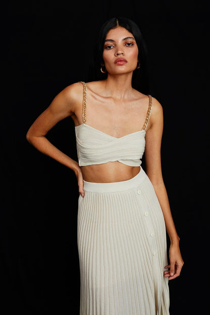 Zincir Askılı Ekru Triko Top