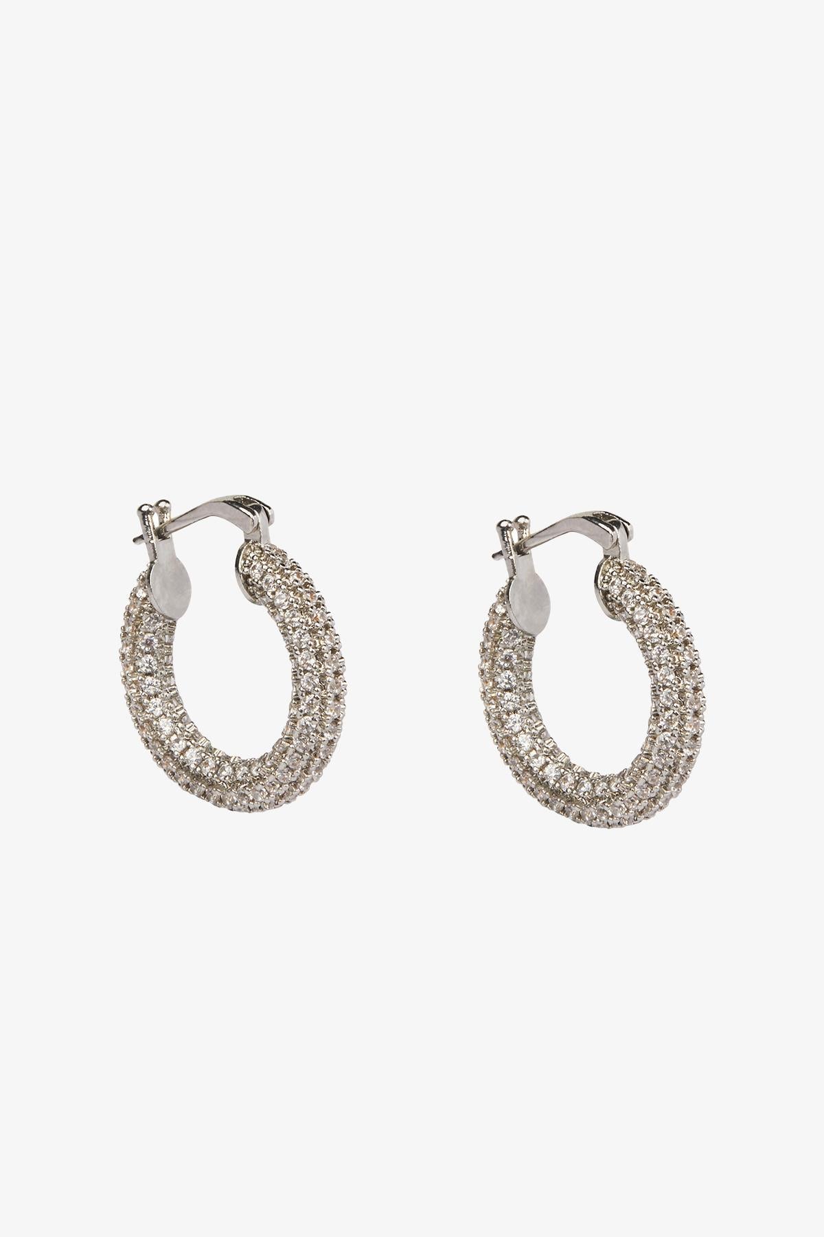 Zirkon Taşlı Gümüş Halka Küpe