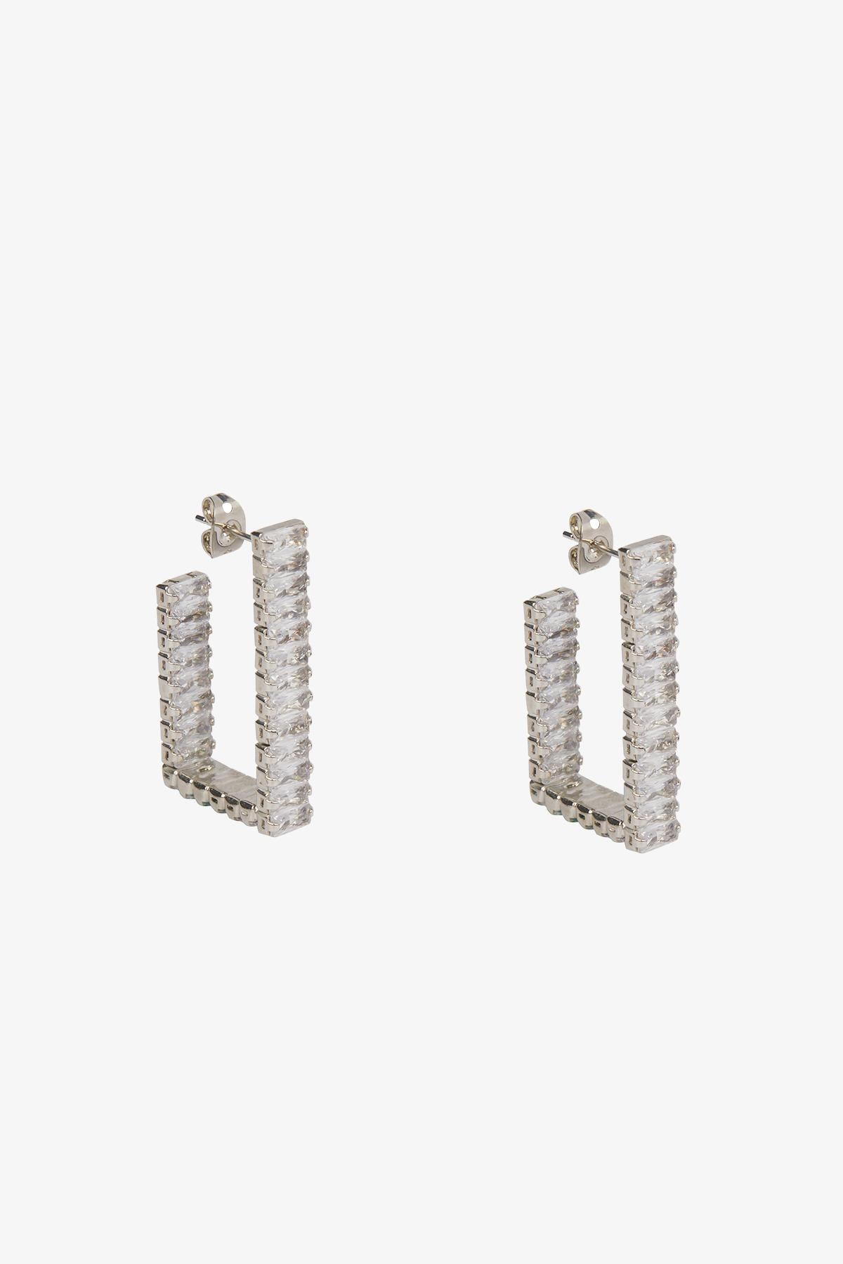 Zirkon Taşlı Gümüş U Küpe