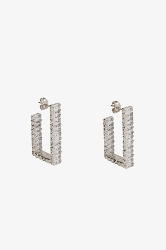 Zirkon Taşlı Gümüş U Küpe